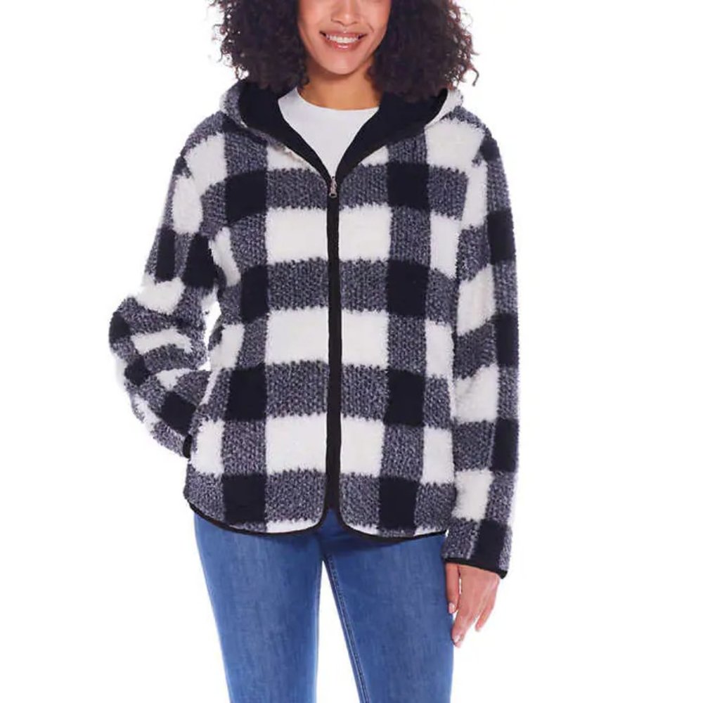 NWT Weatherproof Vintage Womens Reversable Sherpa Hoodie Jacket XL $80 FFF340